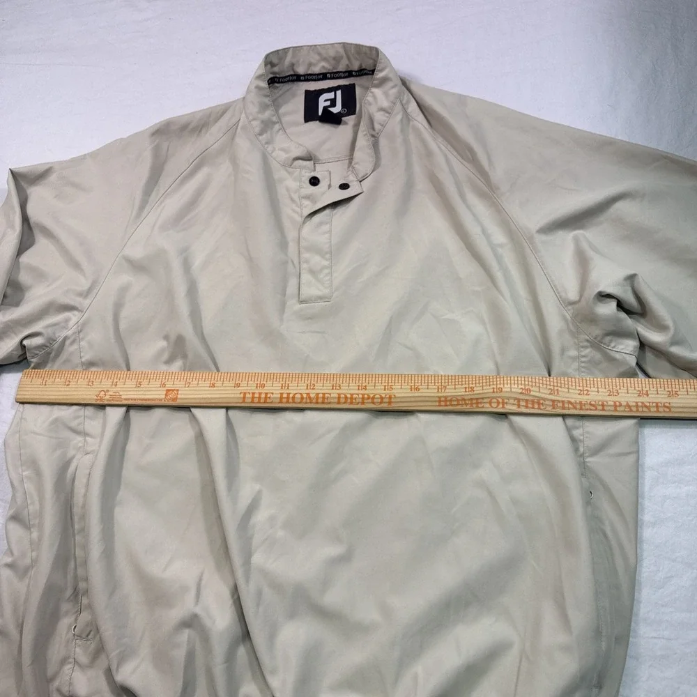 FootJoy 1/2 Zip Pullover MENS LARGE Golf Rain Wind Jacket L/S TAN BEIGE FJ